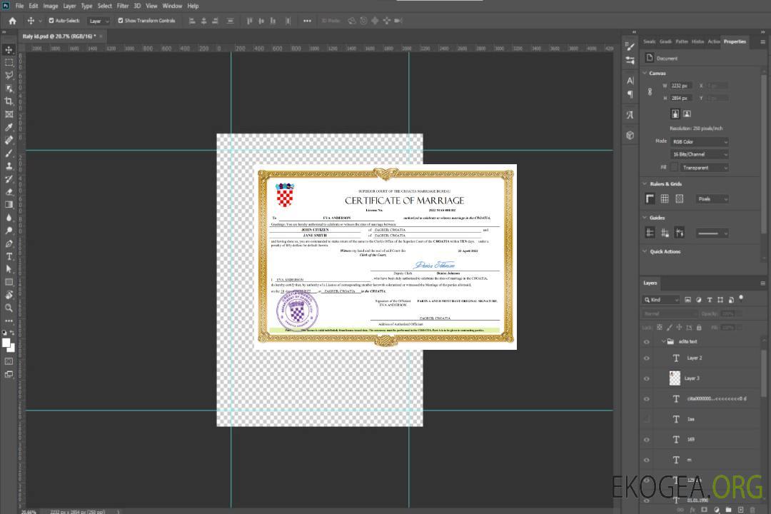 Modèle Word et PDF de certificat de mariage en Croatie template Modèle Word et PDF de certificat de mariage en Croatie template